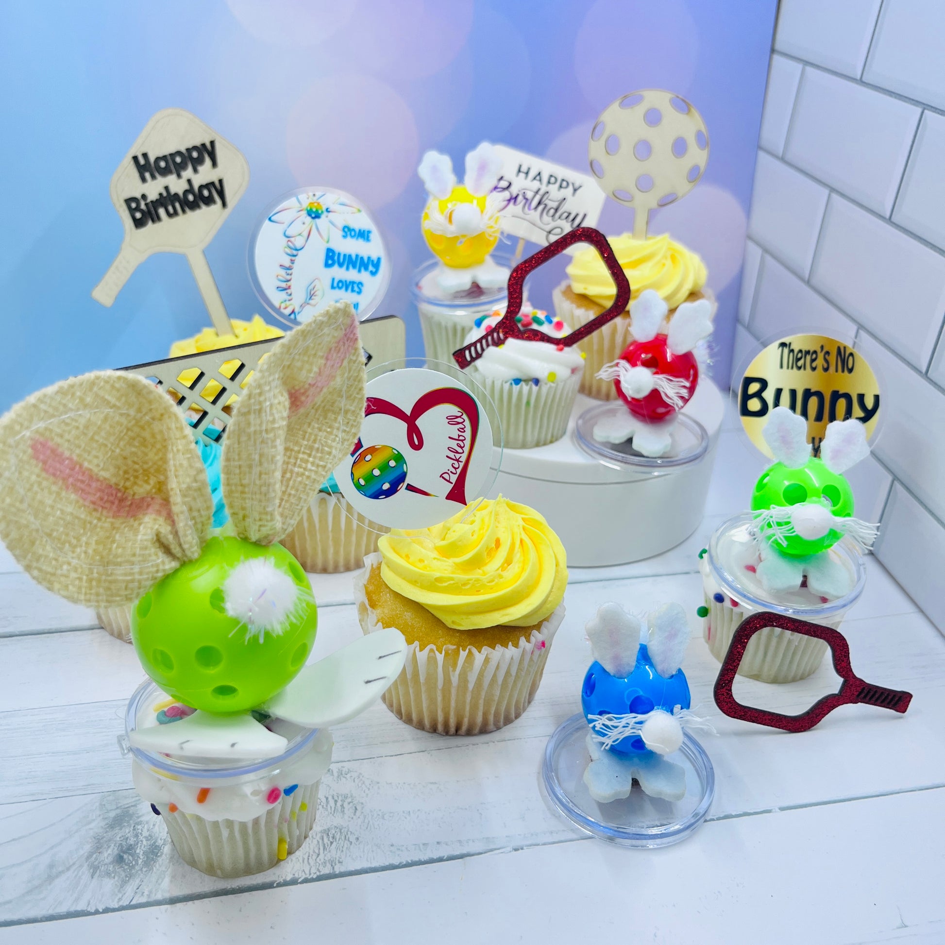 Pickleball Party Pack | 20 Piece "Some Bunny Loves You" Cake And Cupcake Toppers | Birthday Gift Topper
