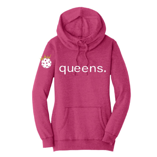 Pickleball Queens and Crown | Women’s Cowl-Neck Hoodie Pickleball Sweatshirt | 55% Cotton 45% Poly Fleece