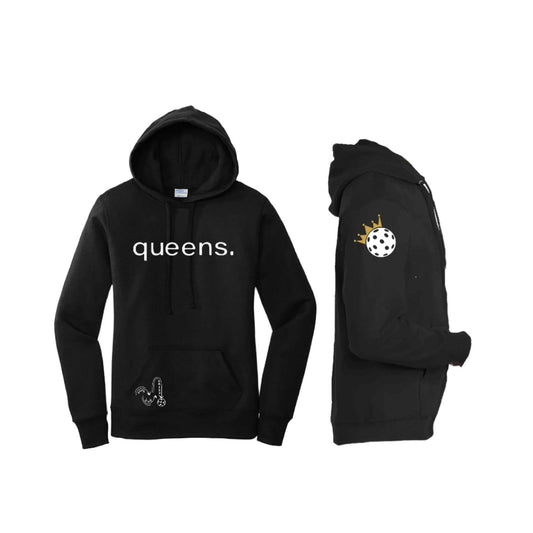 Pickleball Queens and Crown | Women’s Fitted Hoodie Pickleball Sweatshirt | 50% Cotton 50% Poly Fleece