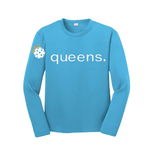 Pickleball Queens and Crown | Youth Long Sleeve Pickleball Performance T-Shirts | 100% Polyester