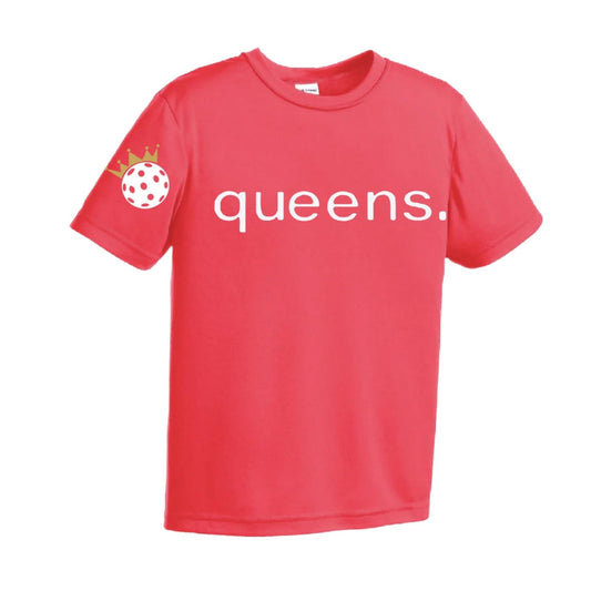 Pickleball Queens and Crown | Youth Short Sleeve Pickleball Performance T-Shirts | 100% Polyester