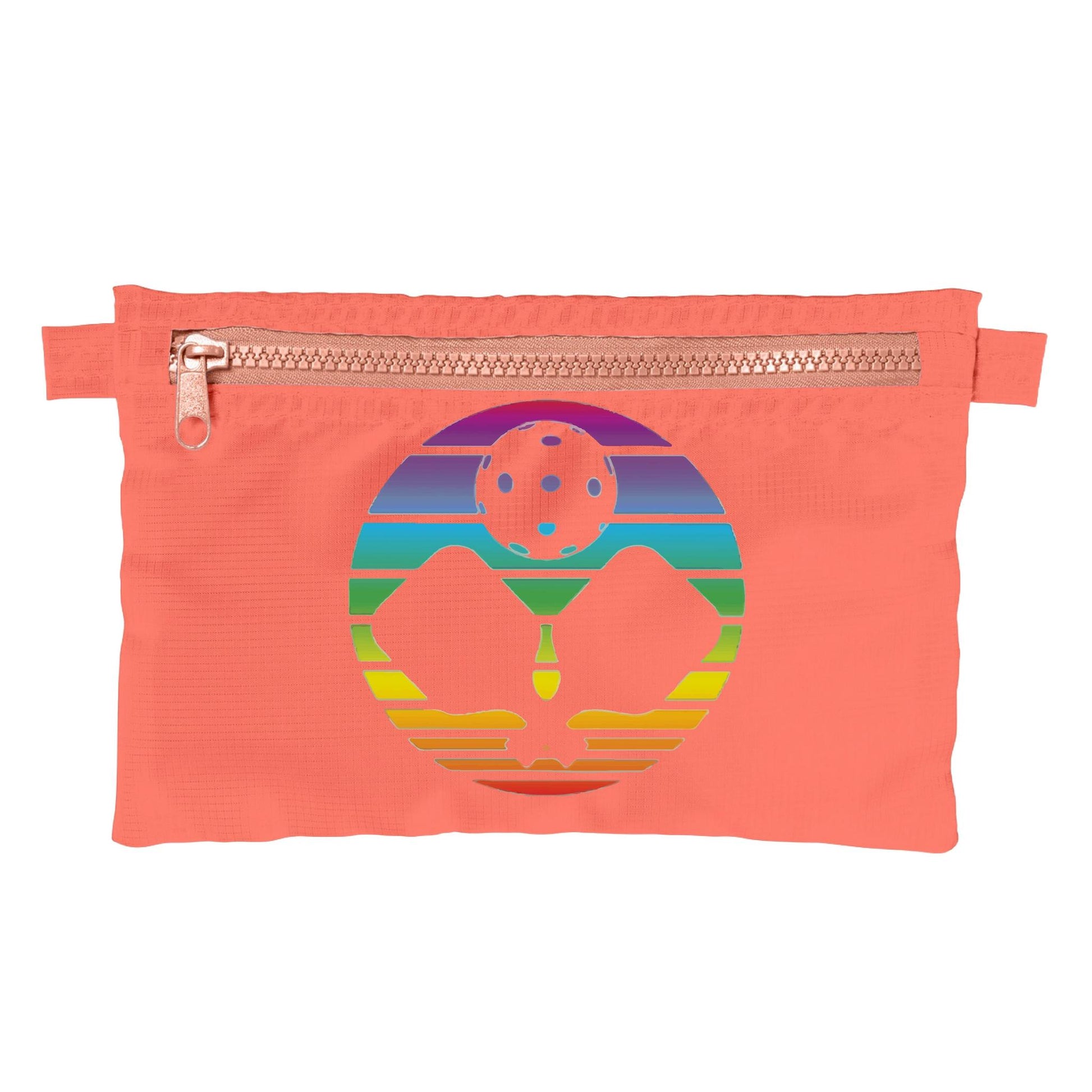 Pickleball Rainbow Circle | Pickleball Cosmetic Stash Pouch Bag | Small Size Court Stash Bag