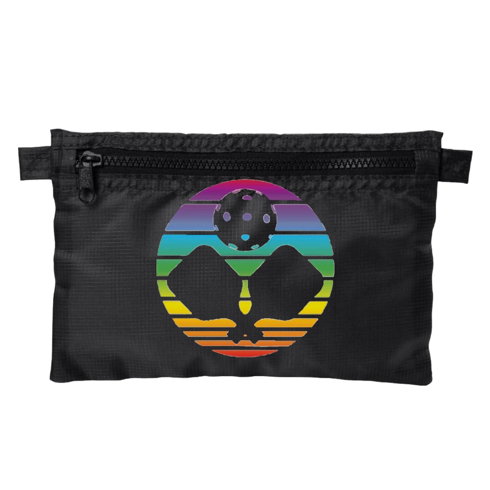 Pickleball Rainbow Circle | Pickleball Cosmetic Stash Pouch Bag | Small Size Court Stash Bag