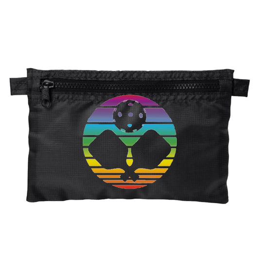 Pickleball Rainbow Circle | Pickleball Cosmetic Stash Pouch Bag | Small Size Court Stash Bag