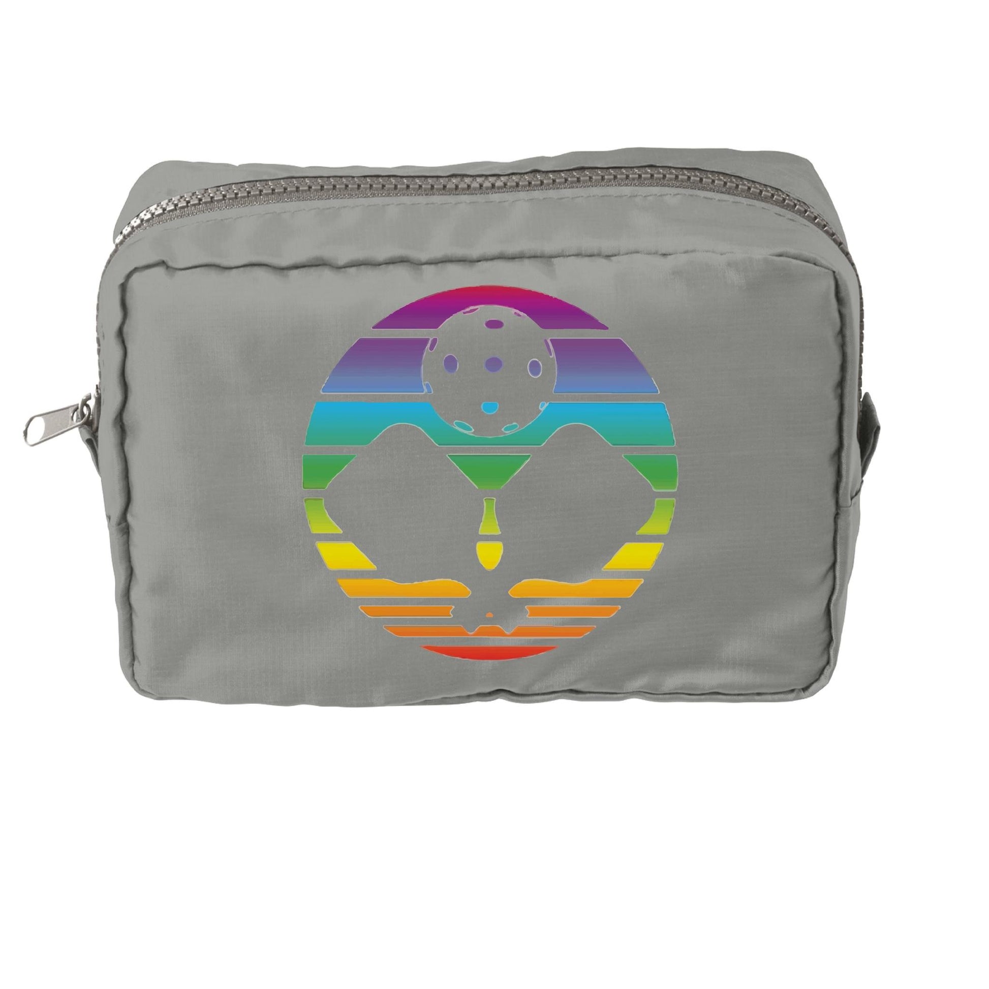 Pickleball Rainbow Circle | Pickleball Dimensional Cosmetic Pouch Bag | Small Size Court Dimensional Bag