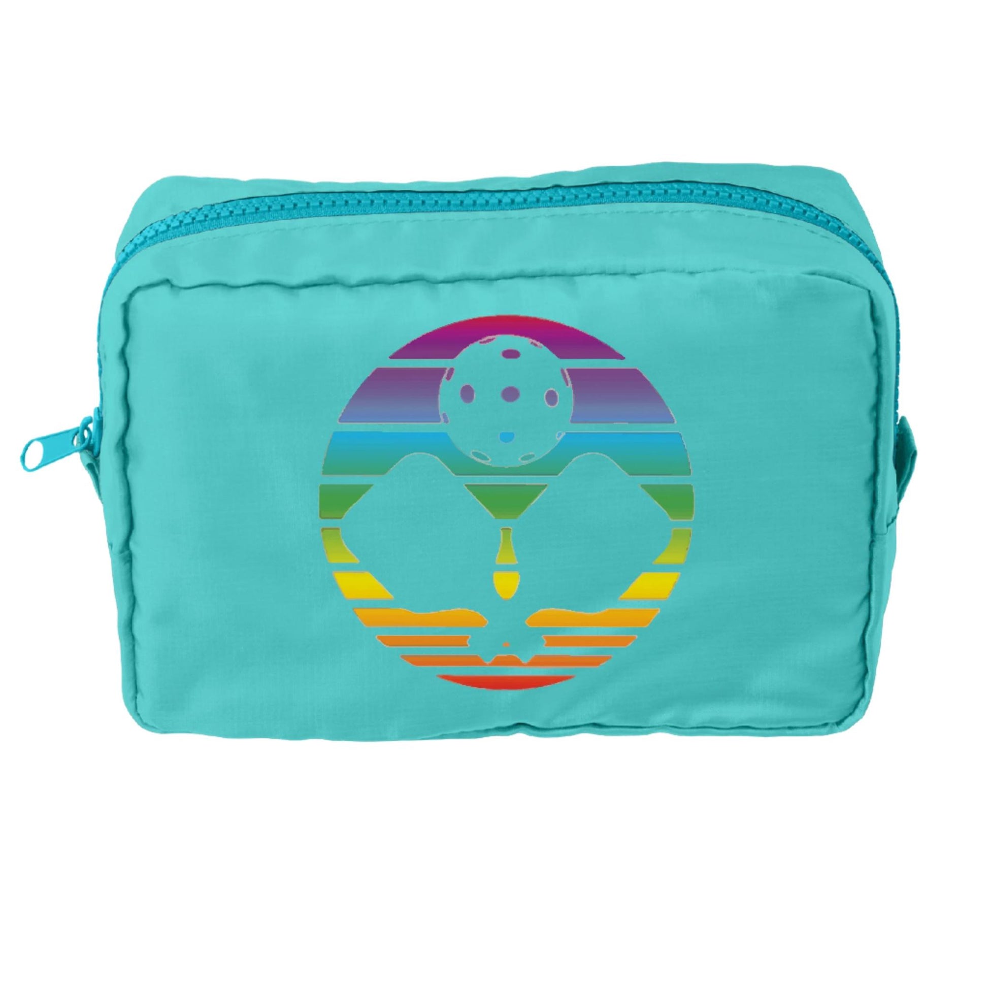 Pickleball Rainbow Circle | Pickleball Dimensional Cosmetic Pouch Bag | Small Size Court Dimensional Bag