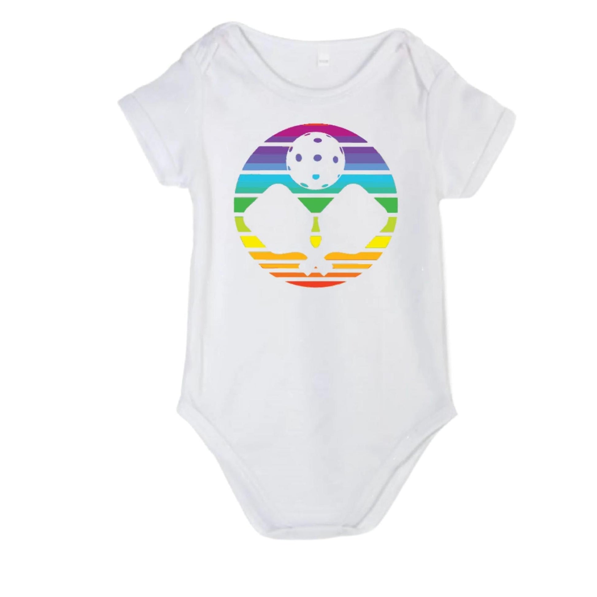 Pickleball Rainbow | Infant Short Sleeve One Piece Outfit | 100% Cotton