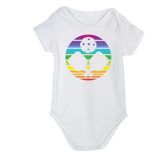 Pickleball Rainbow | Infant Short Sleeve One Piece Outfit | 100% Cotton