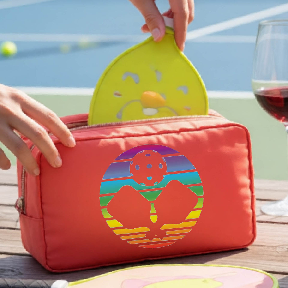 Pickleball Travel Cosmetic Pouch – Makeup & Toiletry Bag