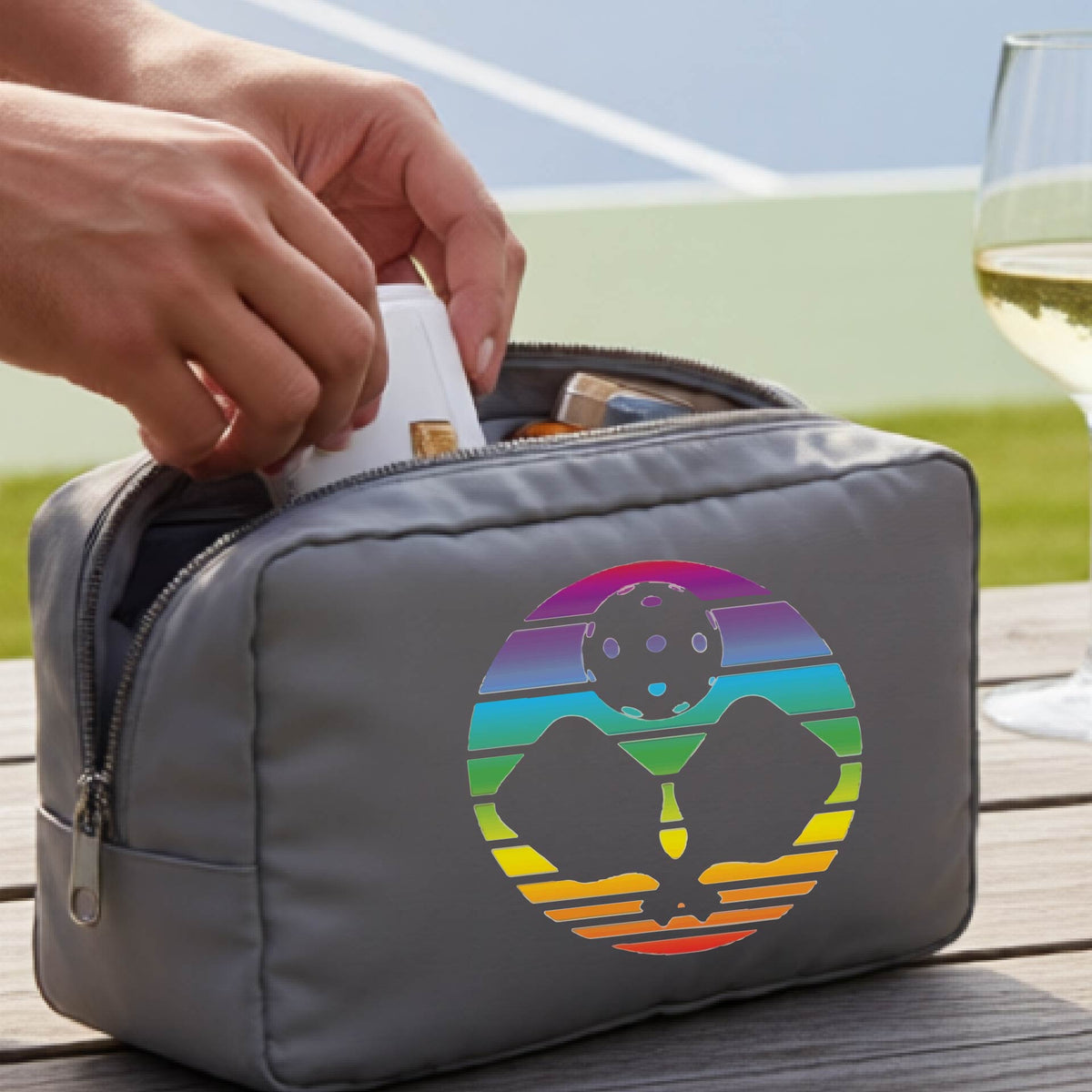 Pickleball Travel Cosmetic Pouch – Makeup & Toiletry Bag