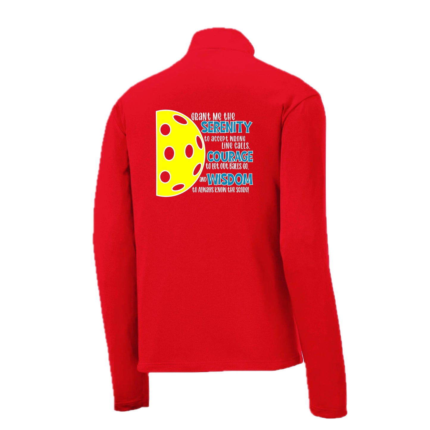 Pickleball Serenity Prayer | Men's 1/4 Zip Long Sleeve Pullover Athletic Pickleball Performance Shirt | 100% Polyester