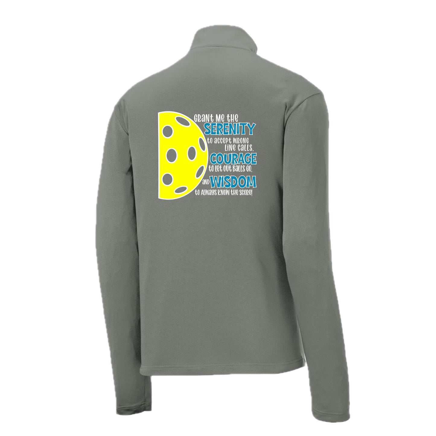 Pickleball Serenity Prayer | Men's 1/4 Zip Long Sleeve Pullover Athletic Pickleball Performance Shirt | 100% Polyester