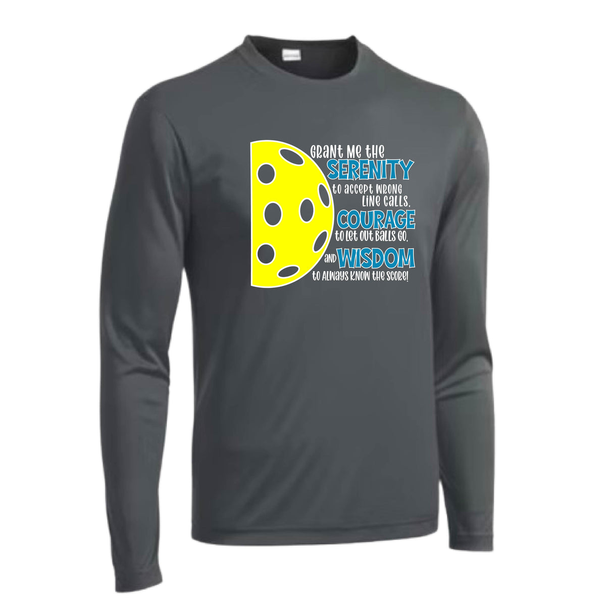 Pickleball Serenity Prayer | Men's Long Sleeve Athletic Pickleball Performance T-Shirt | 100% Polyester