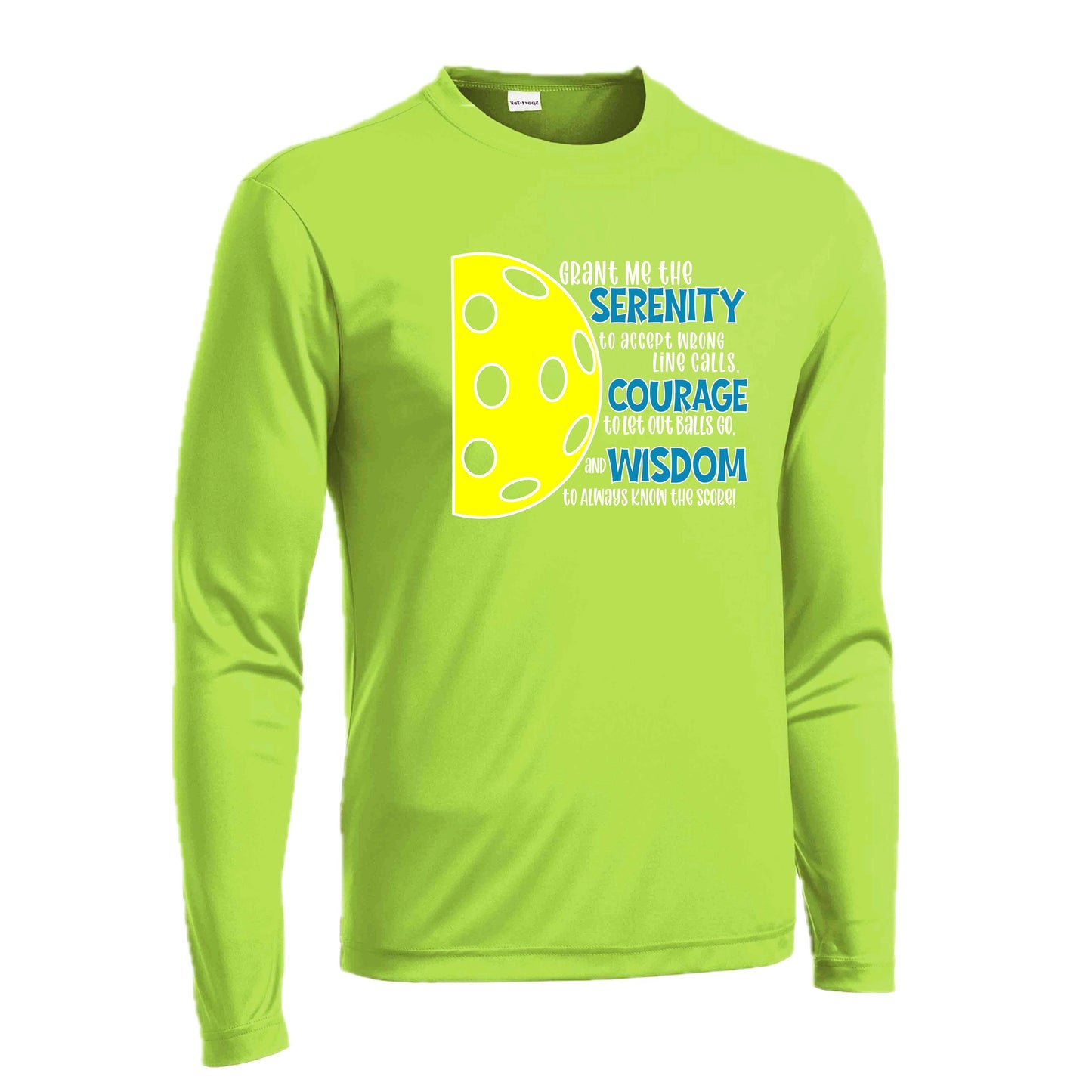 Pickleball Serenity Prayer | Men's Long Sleeve Athletic Pickleball Performance T-Shirt | 100% Polyester