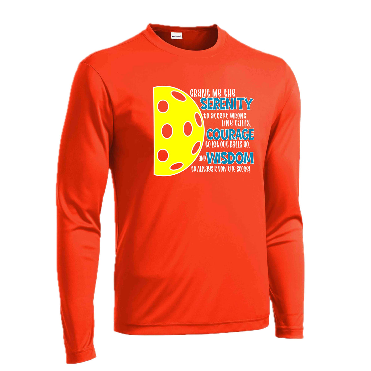 Pickleball Serenity Prayer | Men's Long Sleeve Athletic Pickleball Performance T-Shirt | 100% Polyester