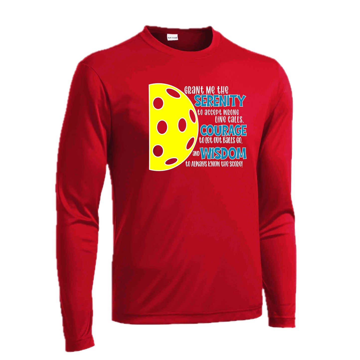 Pickleball Serenity Prayer | Men's Long Sleeve Athletic Pickleball Performance T-Shirt | 100% Polyester
