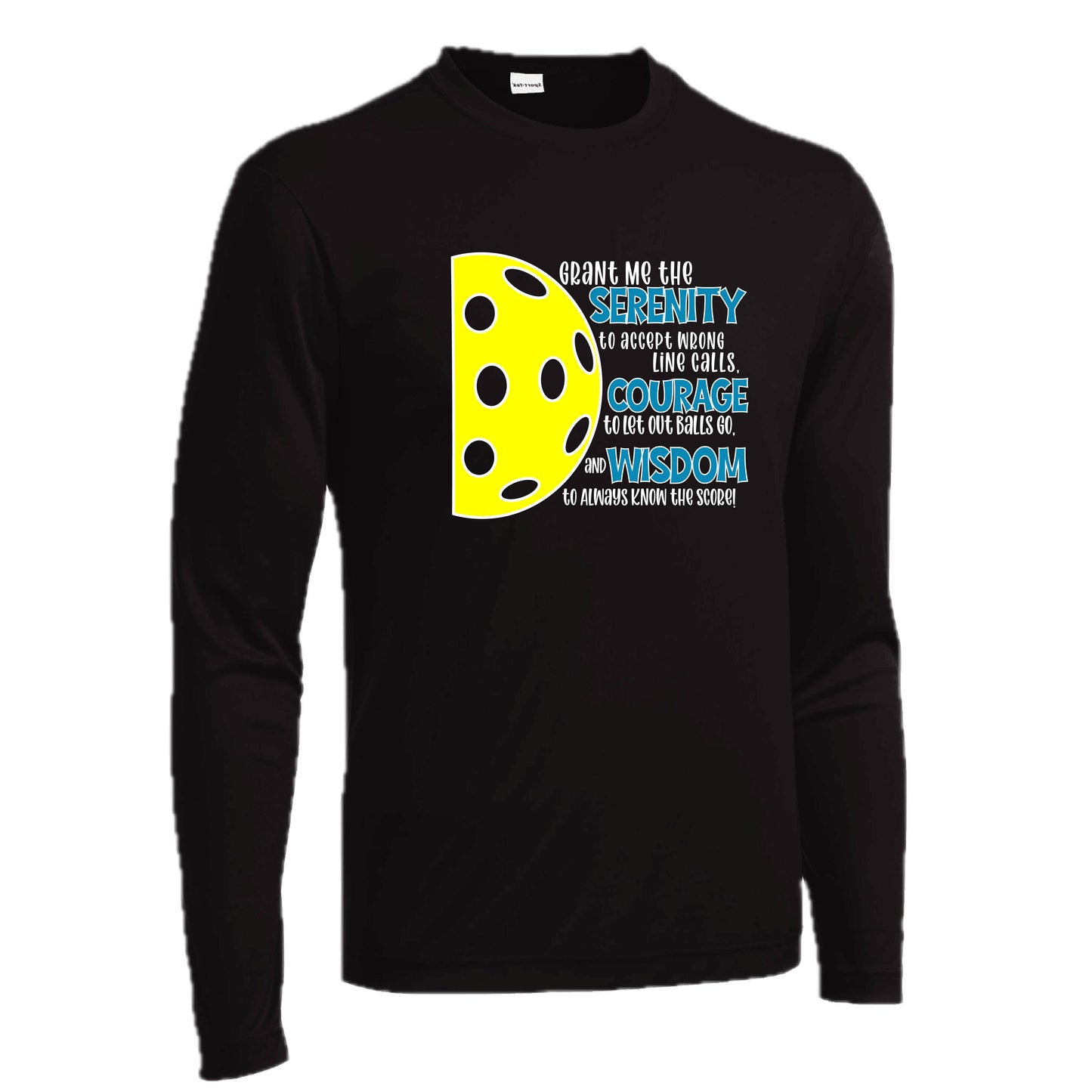 Pickleball Serenity Prayer | Men's Long Sleeve Athletic Pickleball Performance T-Shirt | 100% Polyester