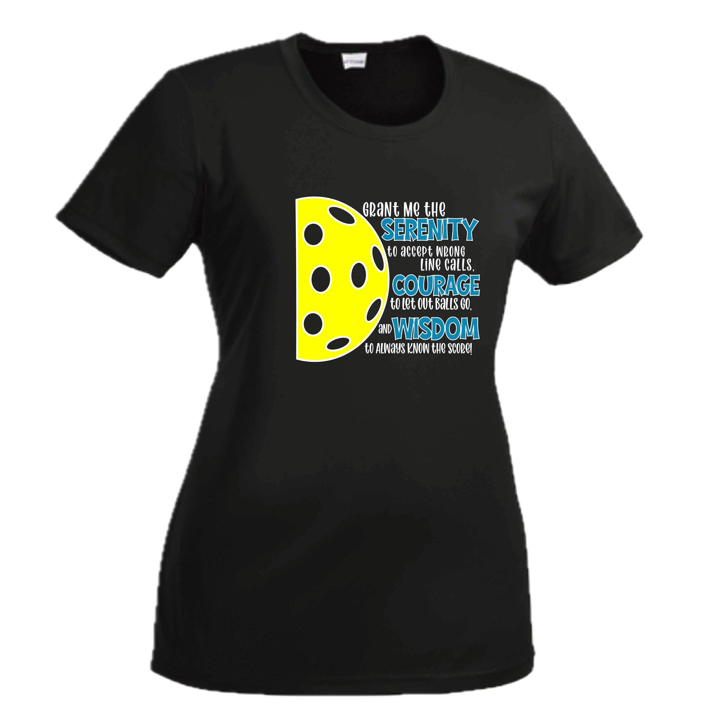 Pickleball Serenity Prayer | Women's Short Sleeve Pickleball Crewneck T-Shirts | 100% Polyester