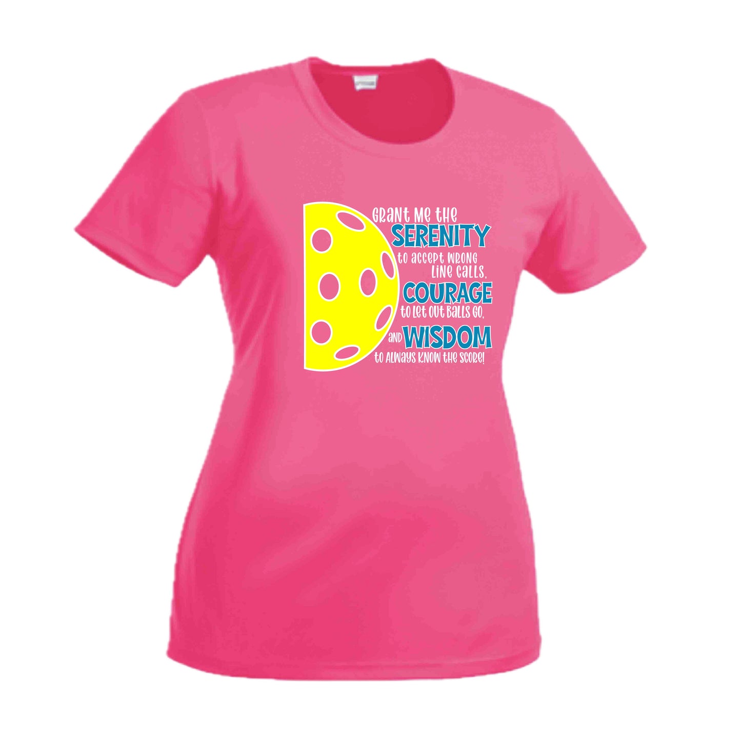 Pickleball Serenity Prayer | Women's Short Sleeve Pickleball Crewneck T-Shirts | 100% Polyester
