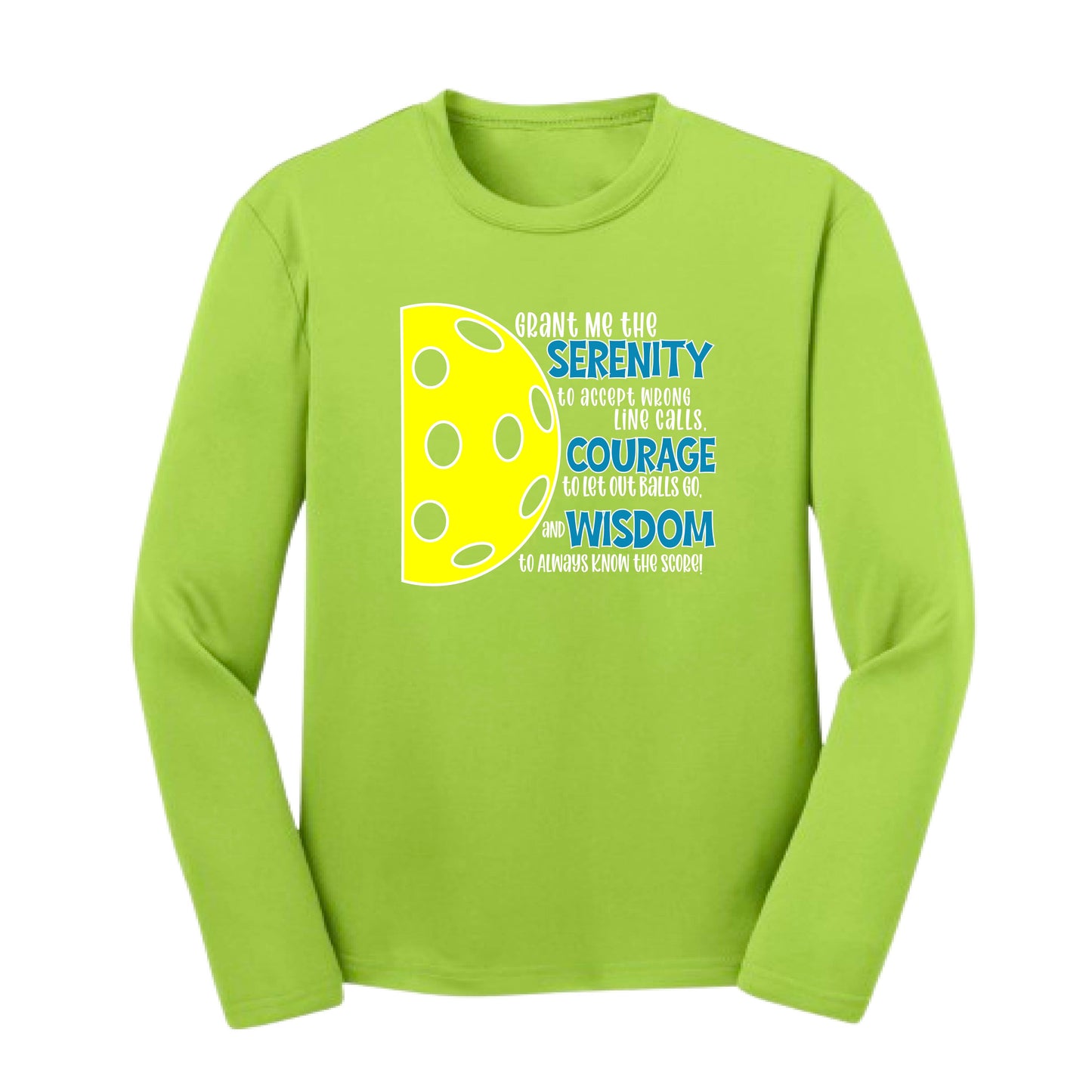 Pickleball Serenity Prayer | Youth Long Sleeve Pickleball Performance T-Shirts | 100% Polyester