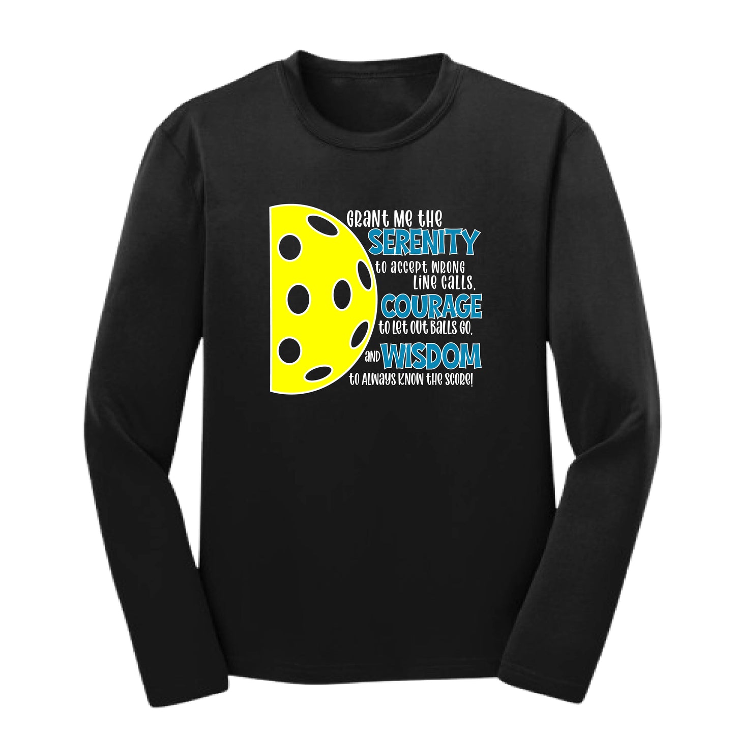 Pickleball Serenity Prayer | Youth Long Sleeve Pickleball Performance T-Shirts | 100% Polyester