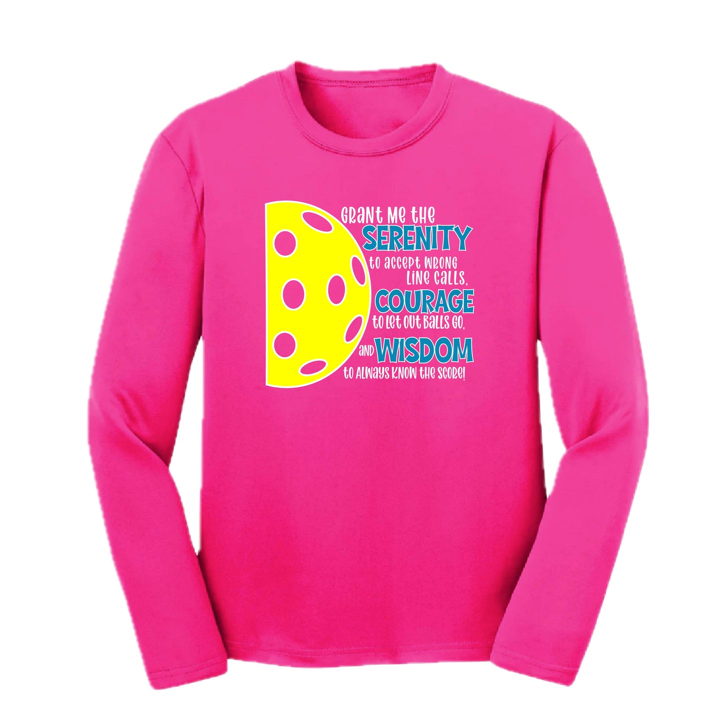 Pickleball Serenity Prayer | Youth Long Sleeve Pickleball Performance T-Shirts | 100% Polyester