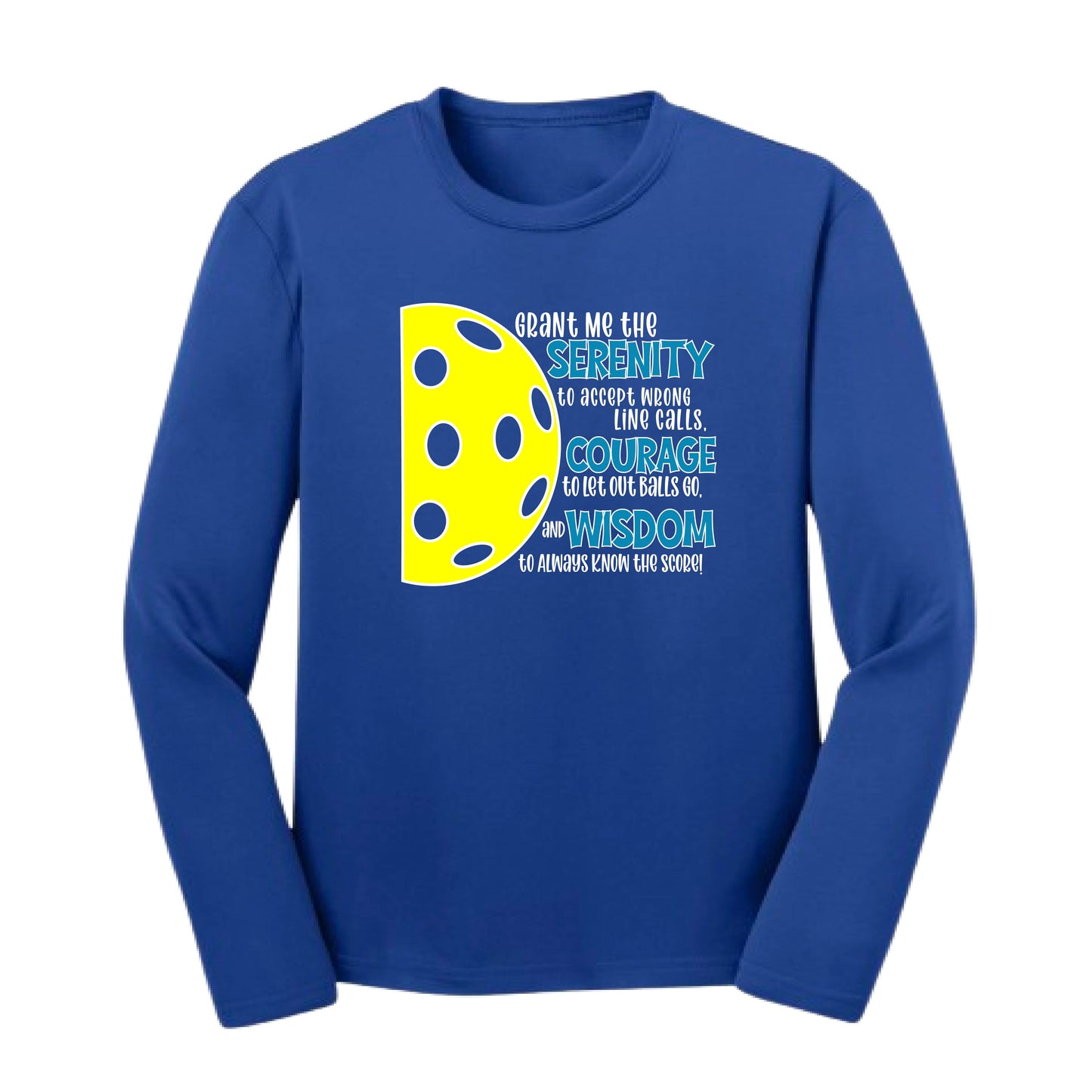 Pickleball Serenity Prayer | Youth Long Sleeve Pickleball Performance T-Shirts | 100% Polyester