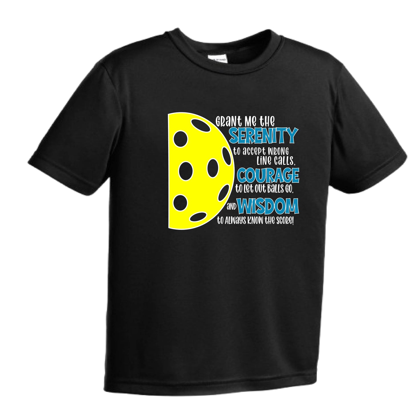 Pickleball Serenity Prayer | Youth Short Sleeve Pickleball Performance T-Shirts | 100% Polyester
