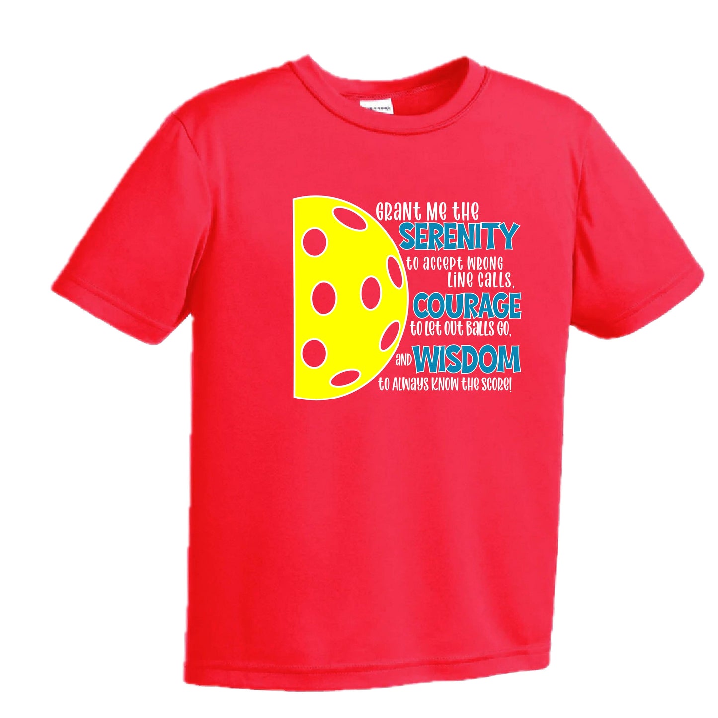 Pickleball Serenity Prayer | Youth Short Sleeve Pickleball Performance T-Shirts | 100% Polyester