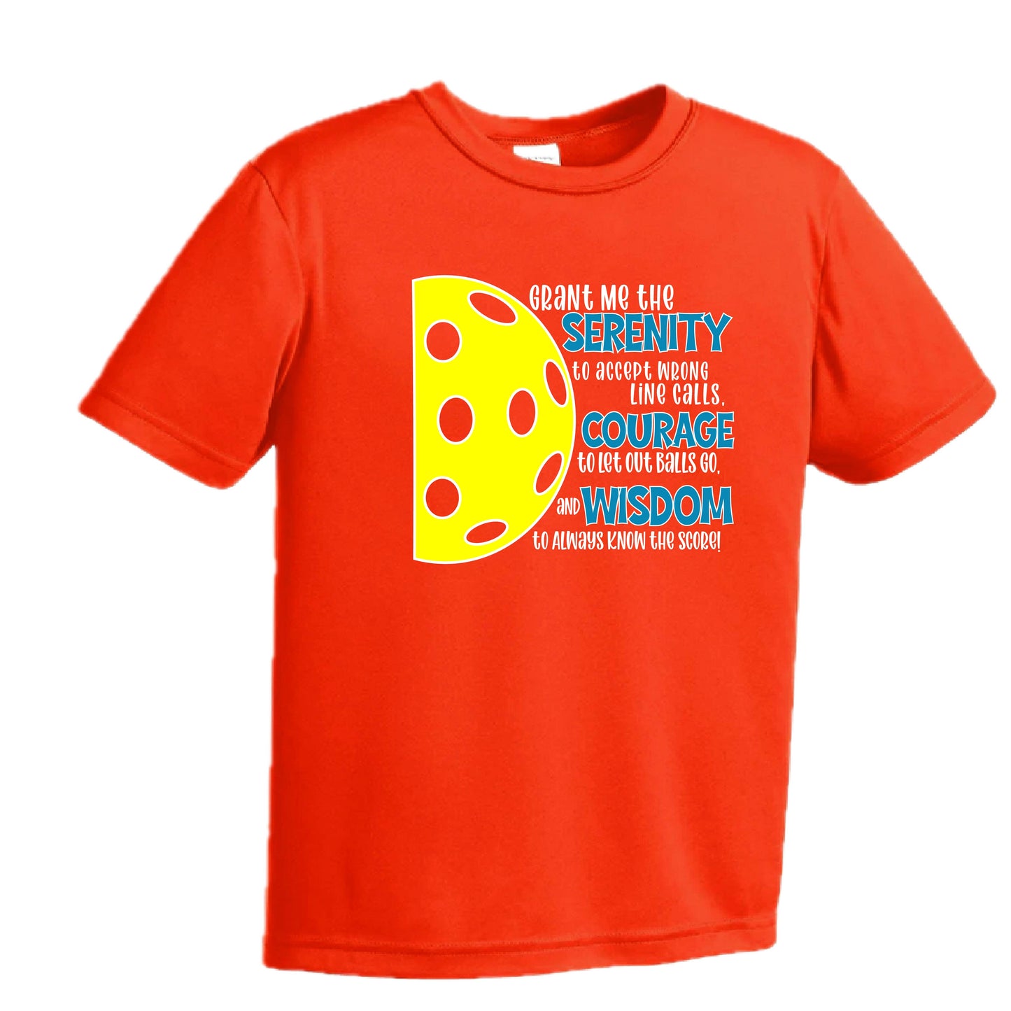 Pickleball Serenity Prayer | Youth Short Sleeve Pickleball Performance T-Shirts | 100% Polyester