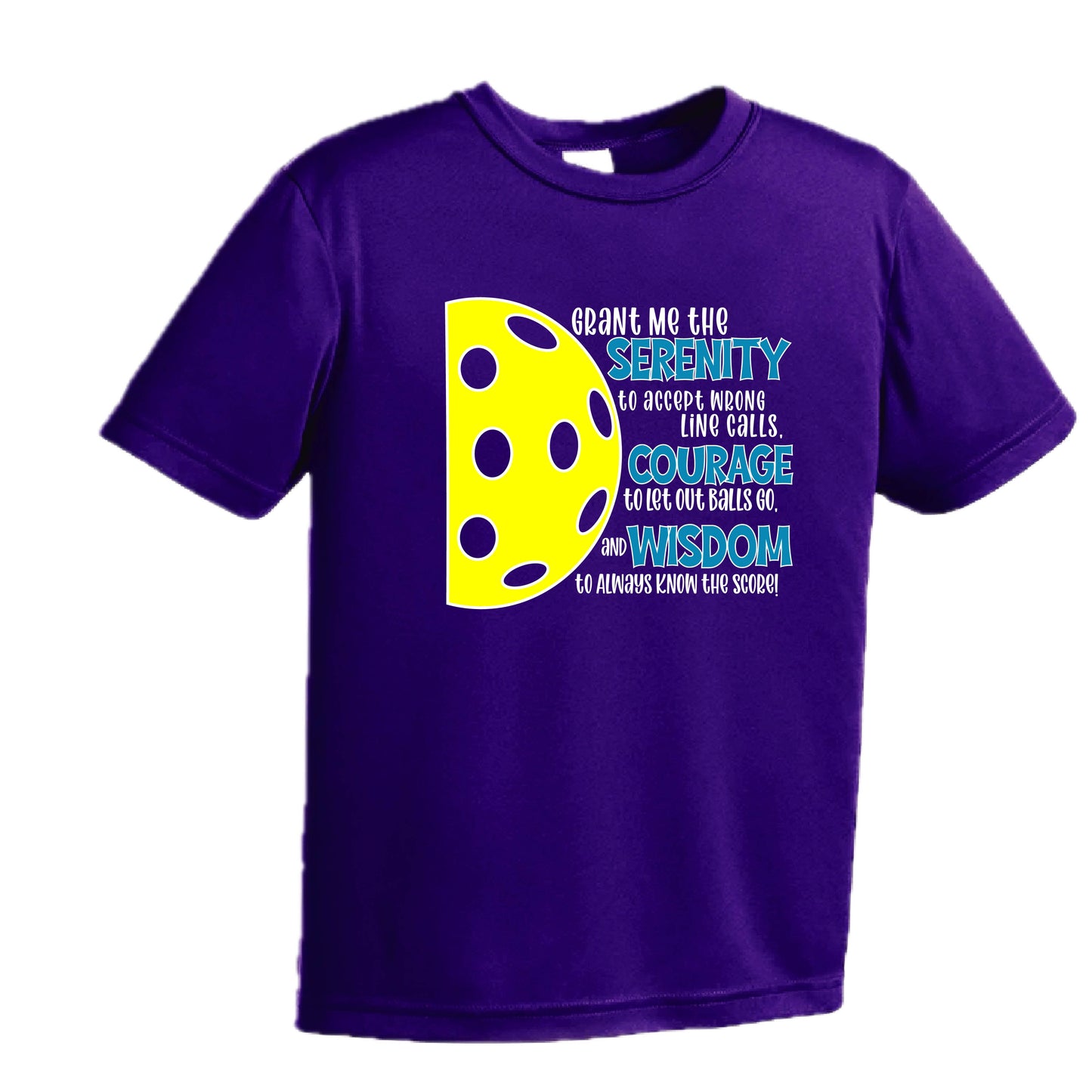 Pickleball Serenity Prayer | Youth Short Sleeve Pickleball Performance T-Shirts | 100% Polyester