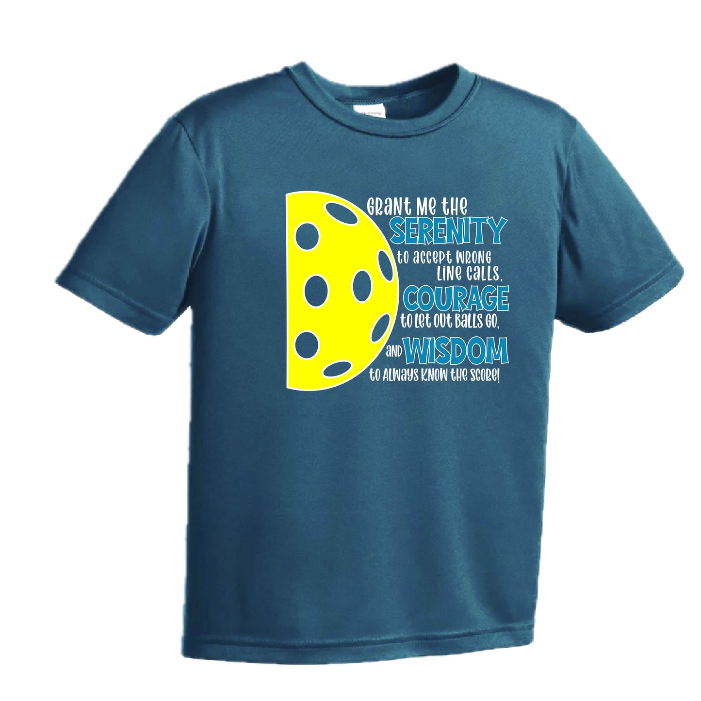 Pickleball Serenity Prayer | Youth Short Sleeve Pickleball Performance T-Shirts | 100% Polyester
