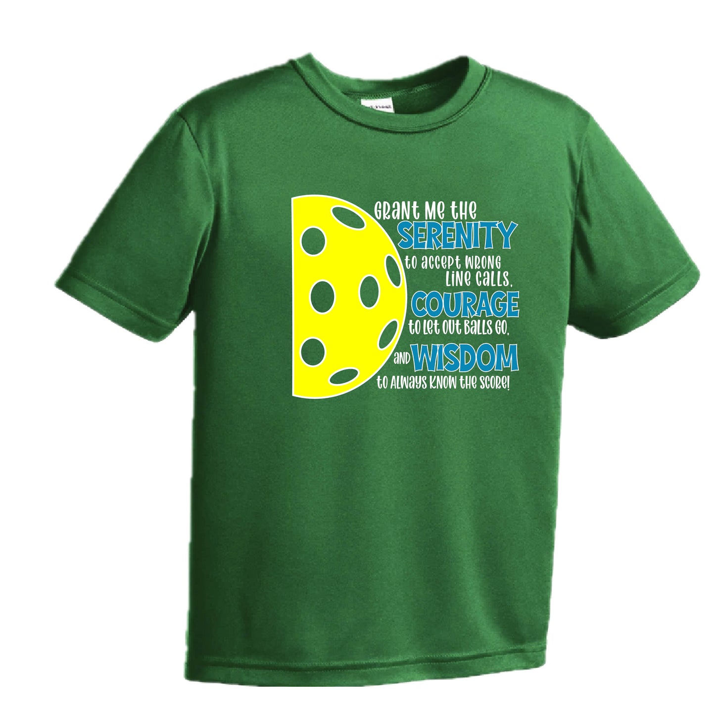 Pickleball Serenity Prayer | Youth Short Sleeve Pickleball Performance T-Shirts | 100% Polyester
