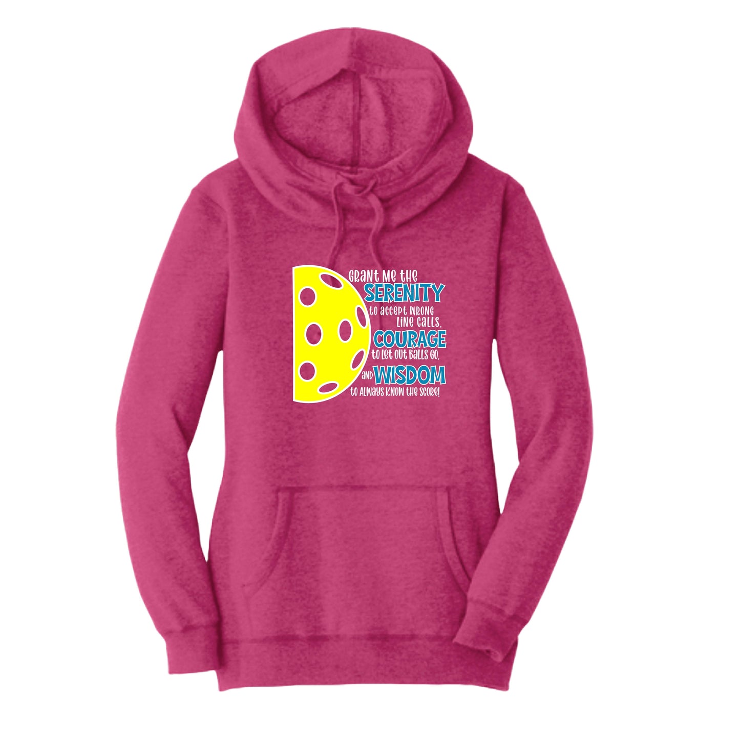 Pickleball Serentiy Prayer | Women’s Cowl-Neck Hoodie Pickleball Sweatshirt | 55% Cotton 45% Poly Fleece
