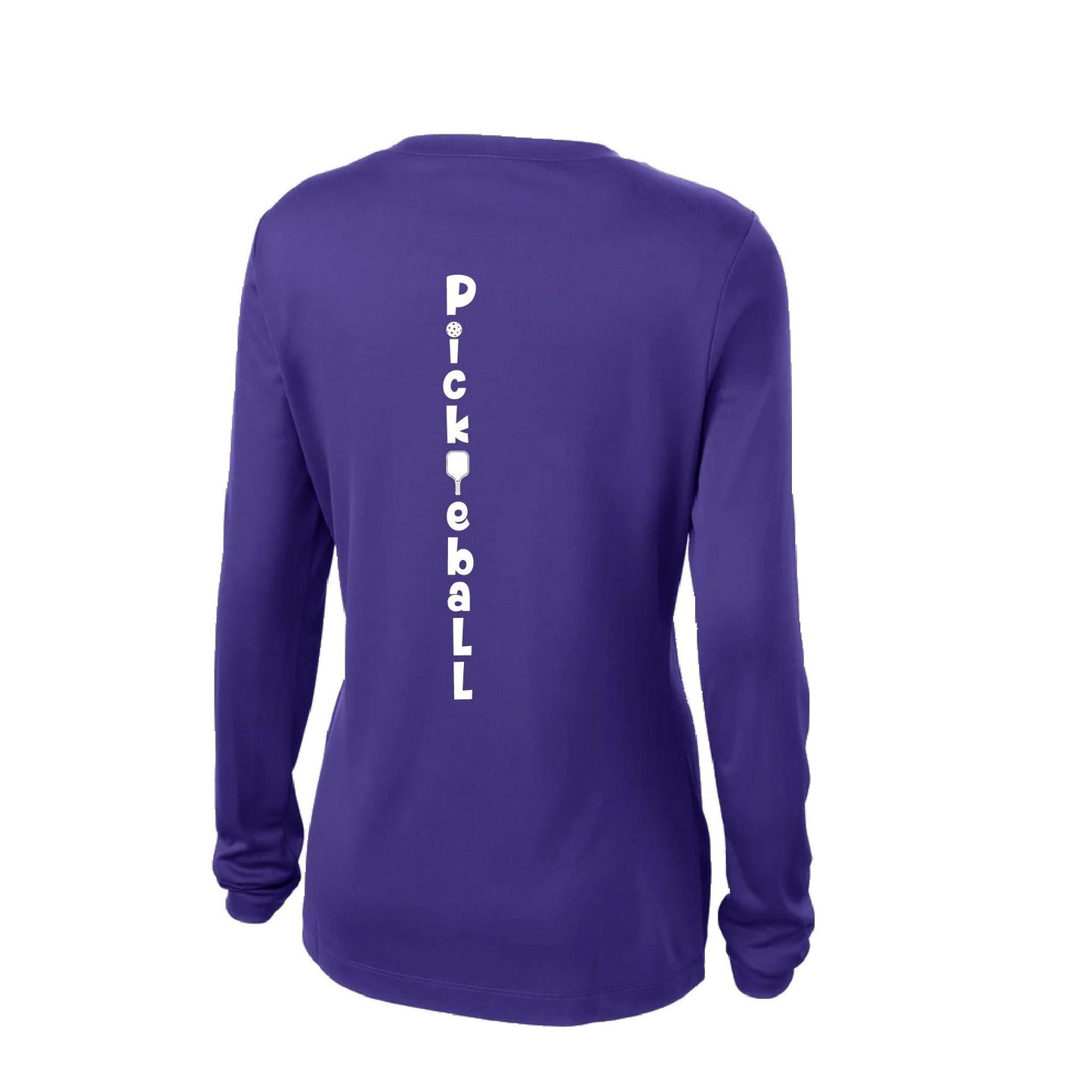 Pickleball Vertical (Custom) | Women’s Long Sleeve V-Neck Pickleball Performance T-Shirt | 100% Polyester