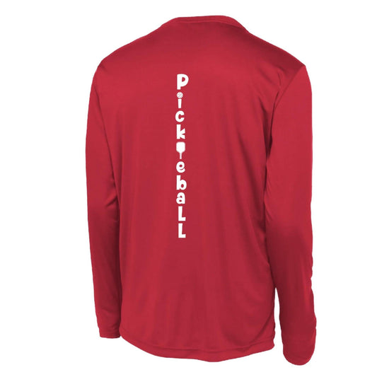 Pickleball Vertical (Customizable) | Men's Long Sleeve Athletic Pickleball Performance T-Shirt | 100% Polyester
