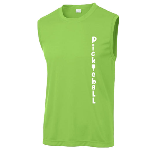 Pickleball Vertical (Customizable) | Men's Sleeveless Athletic Pickleball Performance T-Shirt | 100% Polyester