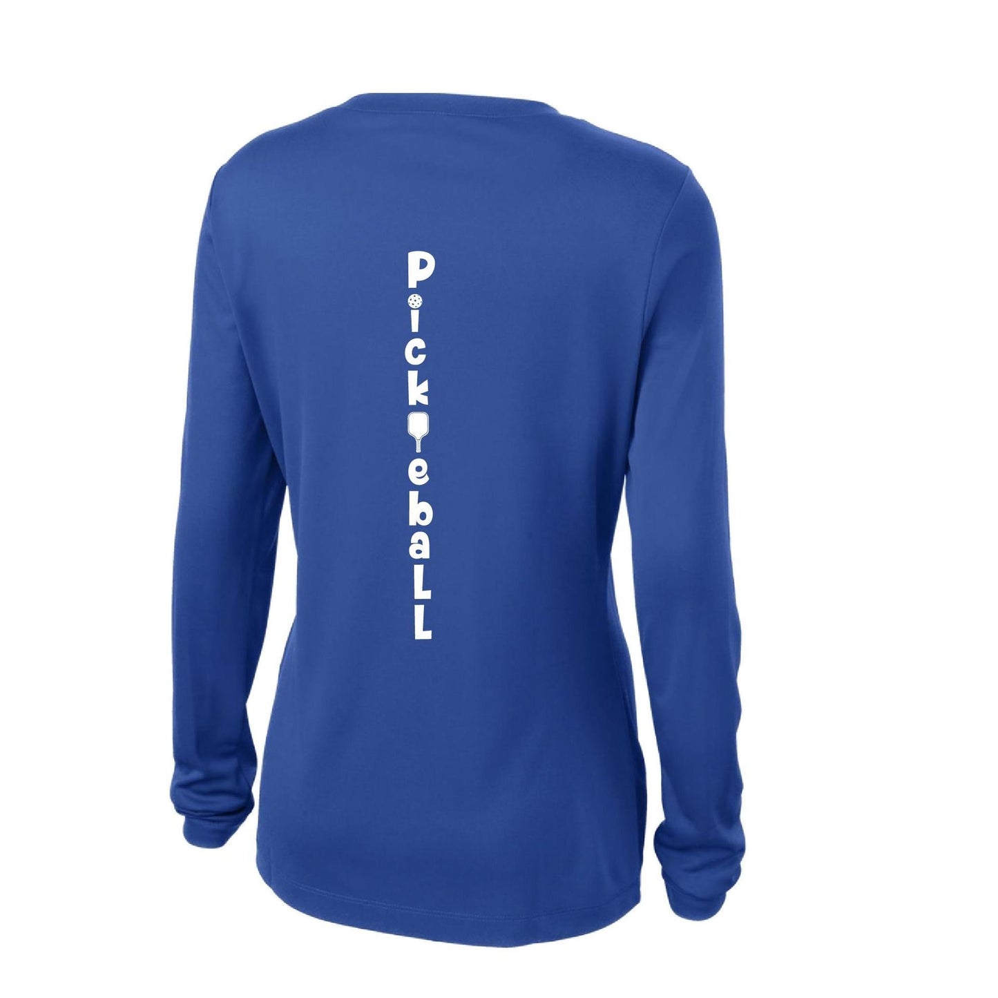 Pickleball Vertical (Customizable) | Women’s Long Sleeve V-Neck Pickleball Performance T-Shirt | 100% Polyester