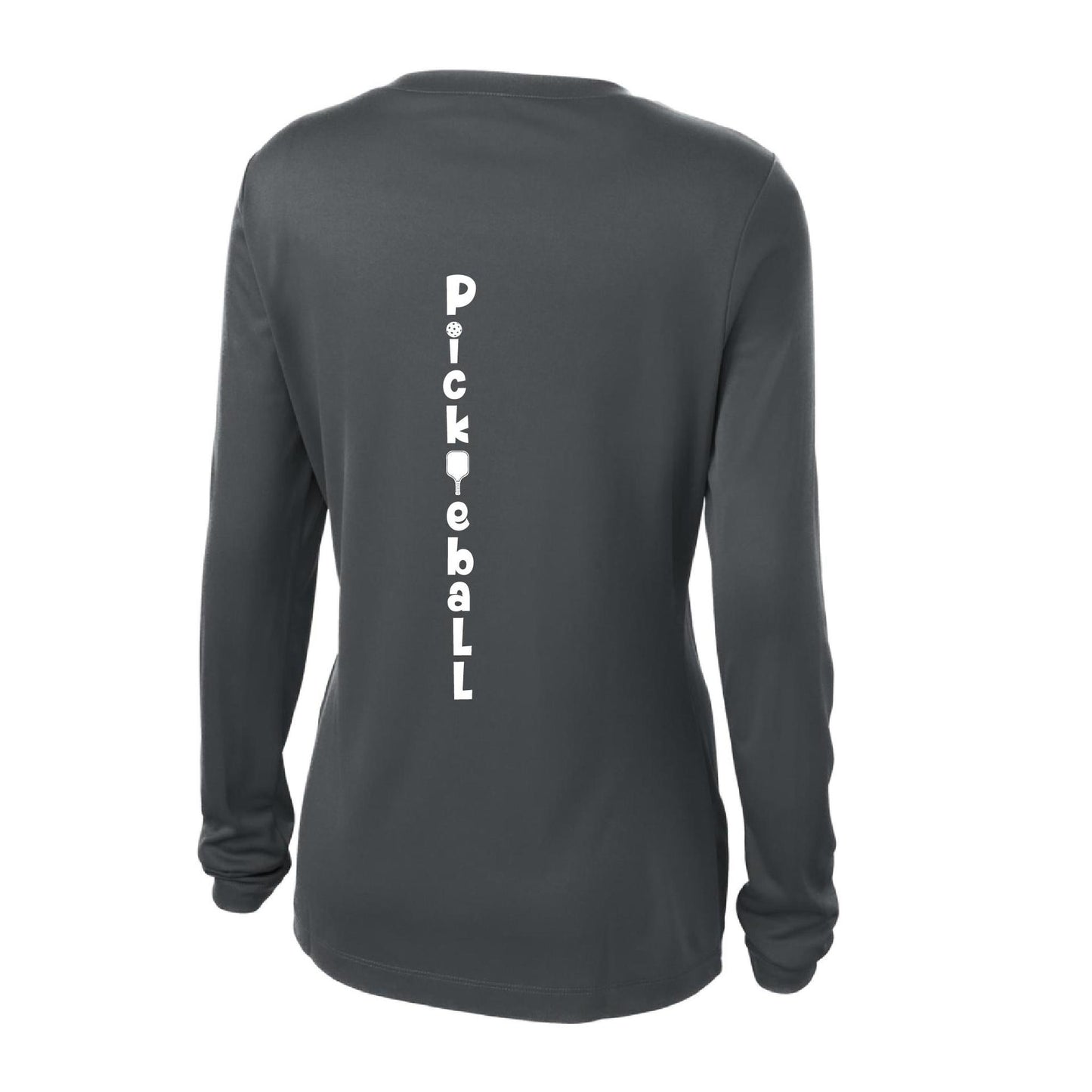 Pickleball Vertical (Customizable) | Women’s Long Sleeve V-Neck Pickleball Performance T-Shirt | 100% Polyester