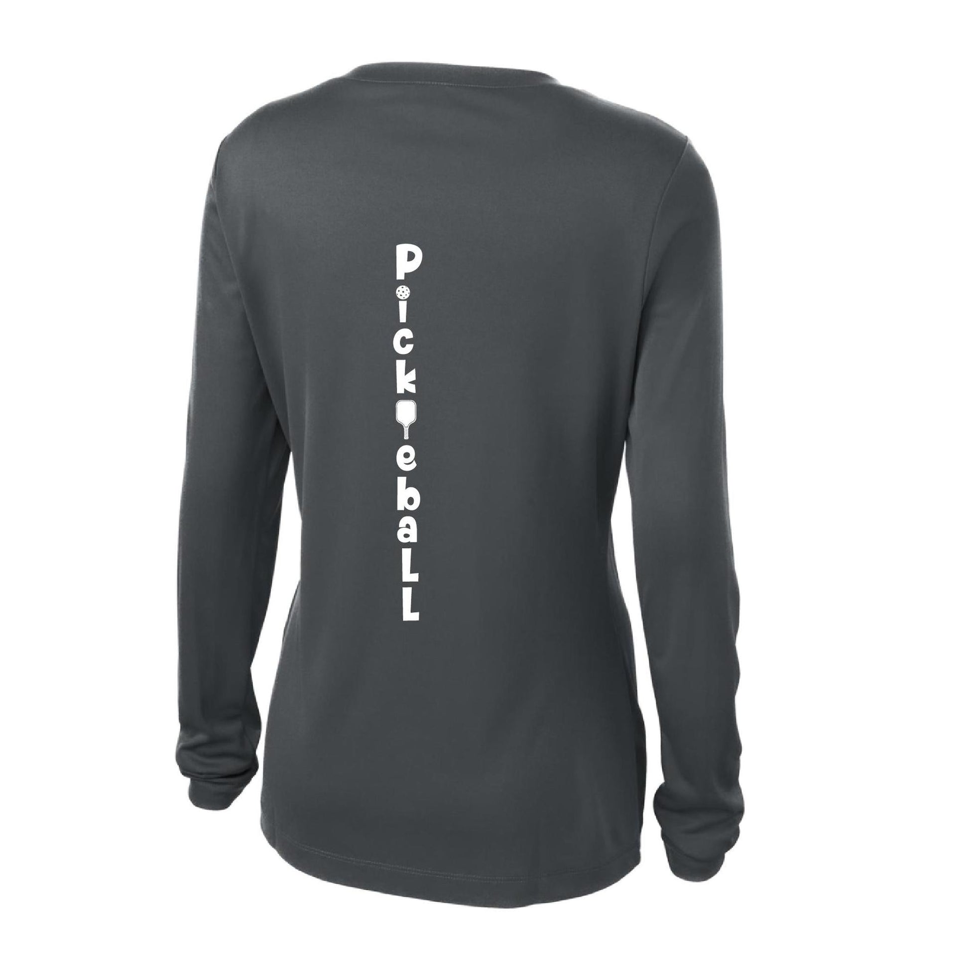 Pickleball Vertical (Customizable) | Women’s Long Sleeve V-Neck Pickleball Performance T-Shirt | 100% Polyester
