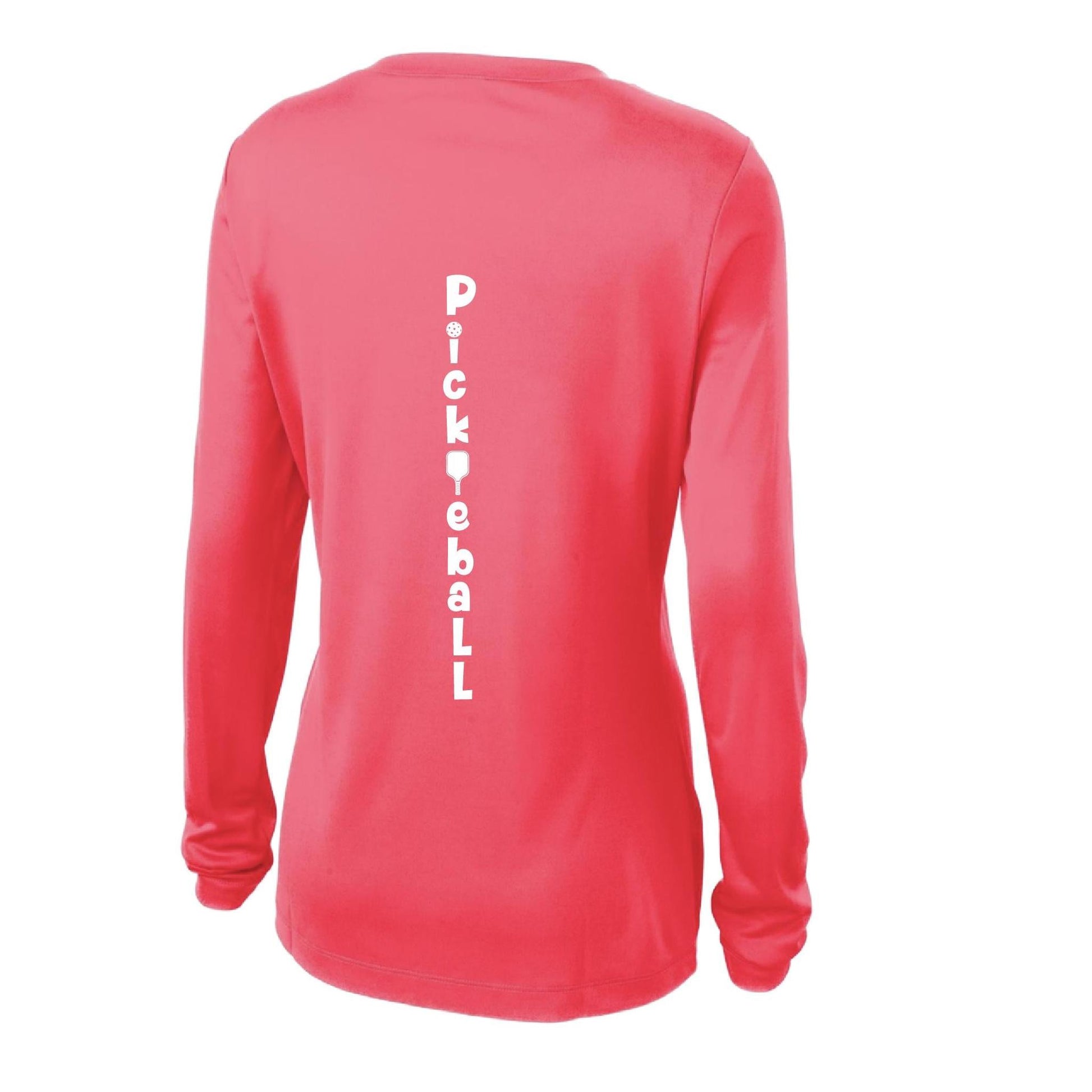 Pickleball Vertical (Customizable) | Women’s Long Sleeve V-Neck Pickleball Performance T-Shirt | 100% Polyester