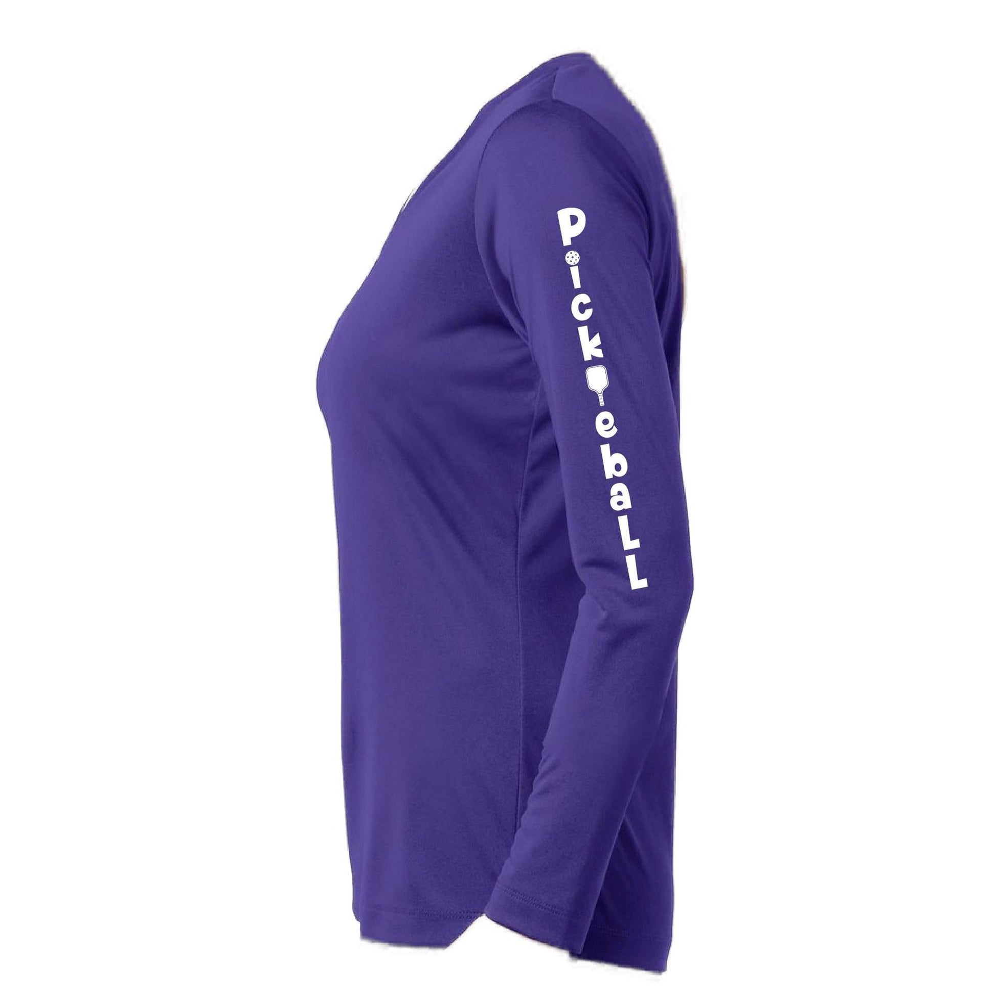Pickleball Vertical (Customizable) | Women’s Long Sleeve V-Neck Pickleball Performance T-Shirt | 100% Polyester