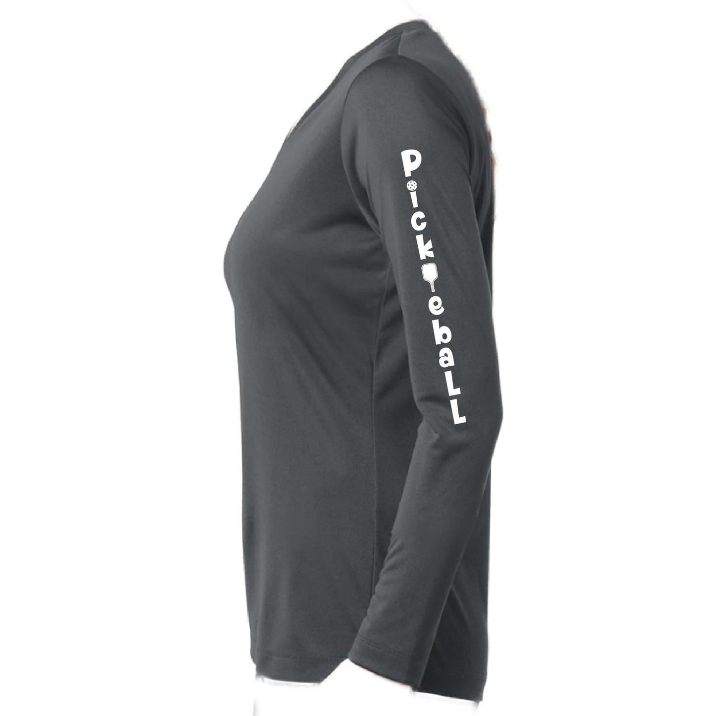 Pickleball Vertical (Customizable) | Women’s Long Sleeve V-Neck Pickleball Performance T-Shirt | 100% Polyester