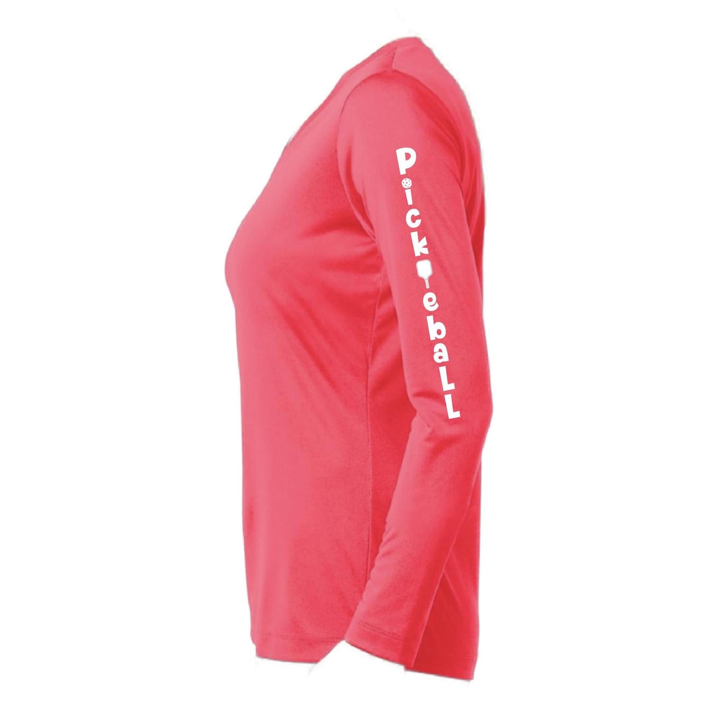 Pickleball Vertical (Customizable) | Women’s Long Sleeve V-Neck Pickleball Performance T-Shirt | 100% Polyester