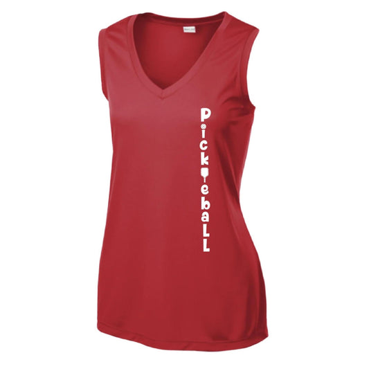 Pickleball Vertical (Customizable) | Women’s Sleeveless Performance T-Shirt | 100% Polyester