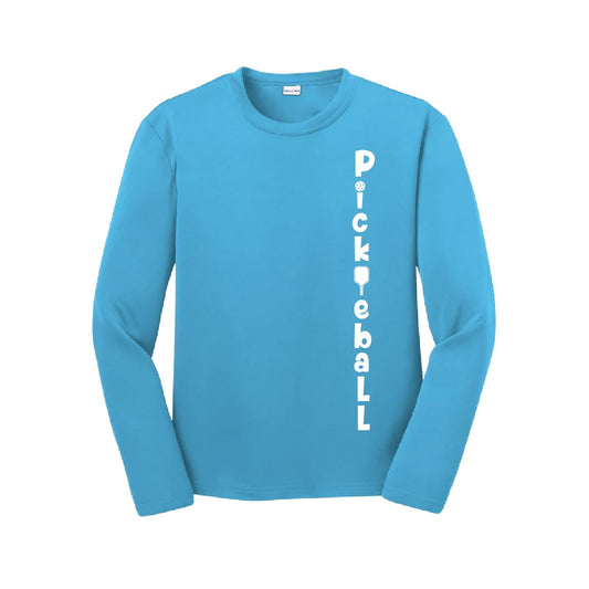Pickleball Vertical (Customizable) | Youth Long Sleeve Pickleball Performance T-Shirts | 100% Polyester