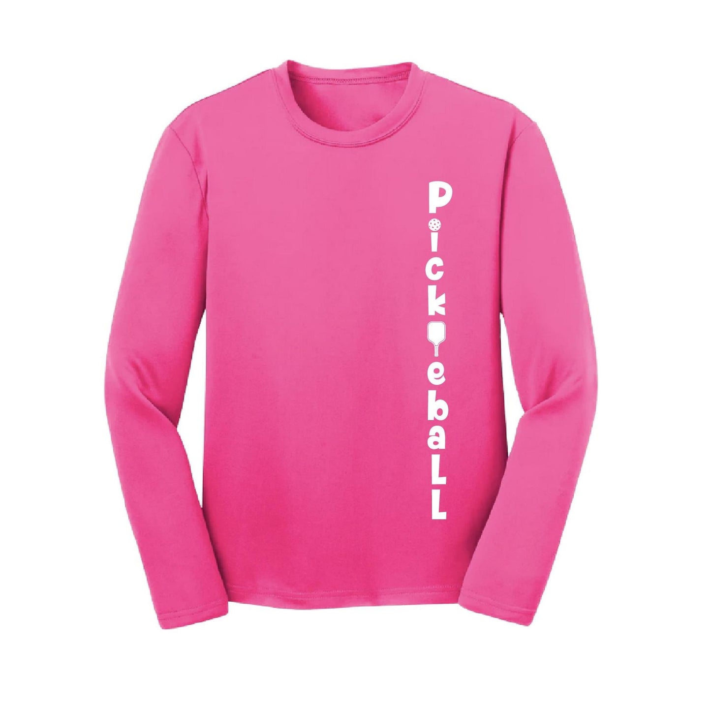 Pickleball Vertical (Customizable) | Youth Long Sleeve Pickleball Performance T-Shirts | 100% Polyester