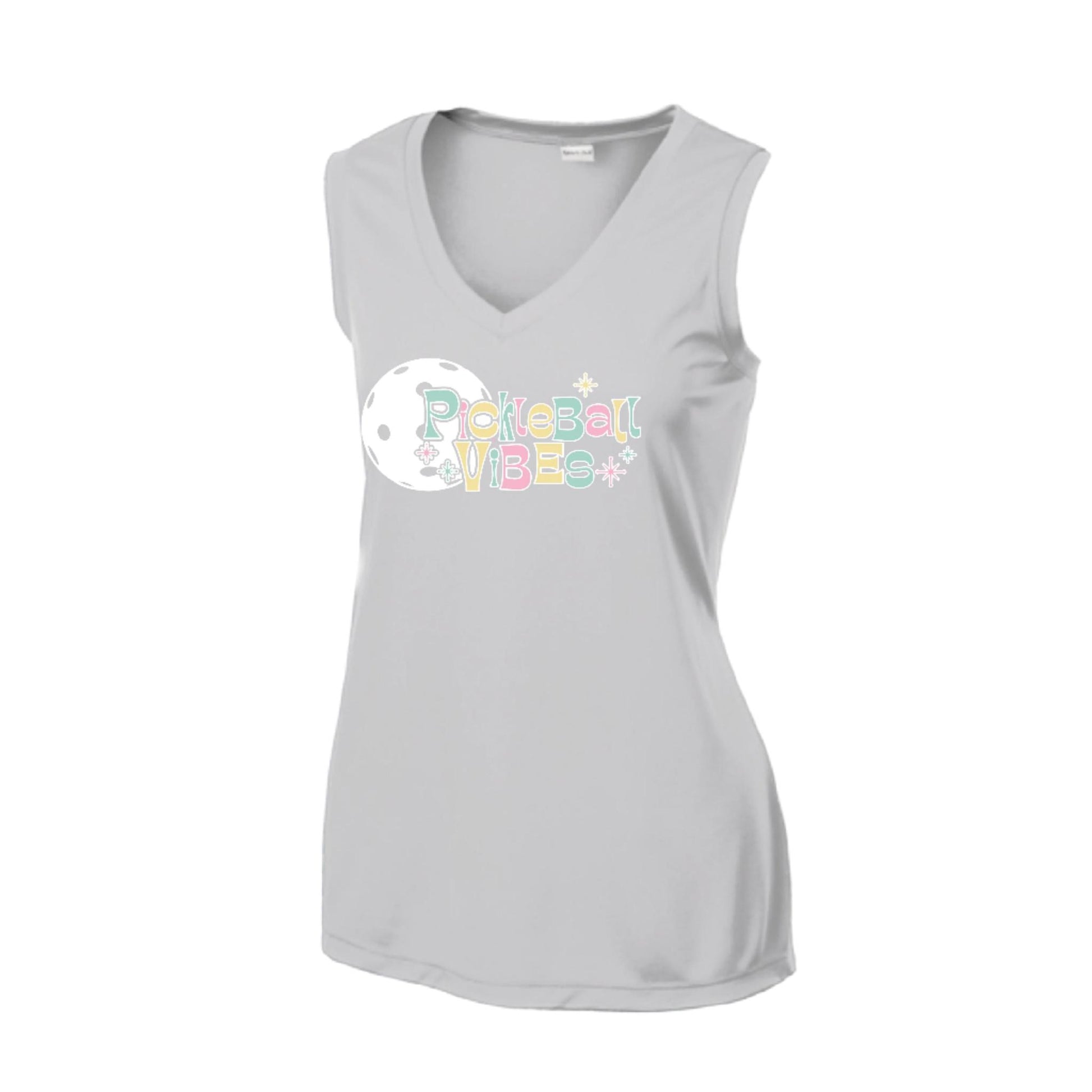 Pickleball Vibes | Women’s Sleeveless Pickleball Performance T-Shirt | 100% Polyester