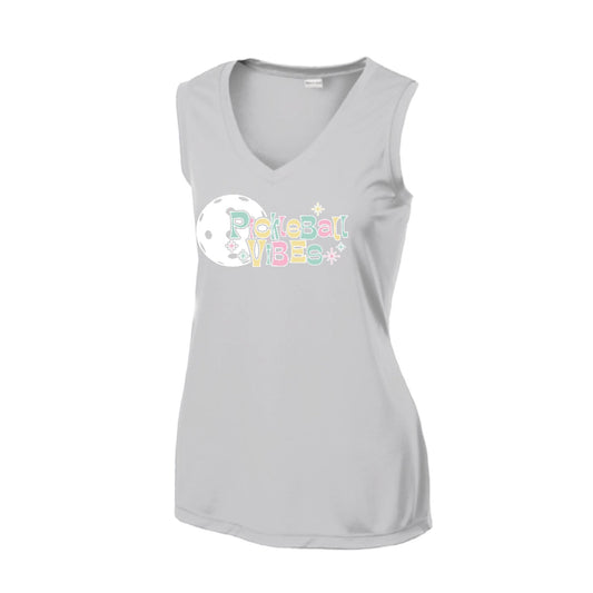 Pickleball Vibes | Women’s Sleeveless Pickleball Performance T-Shirt | 100% Polyester