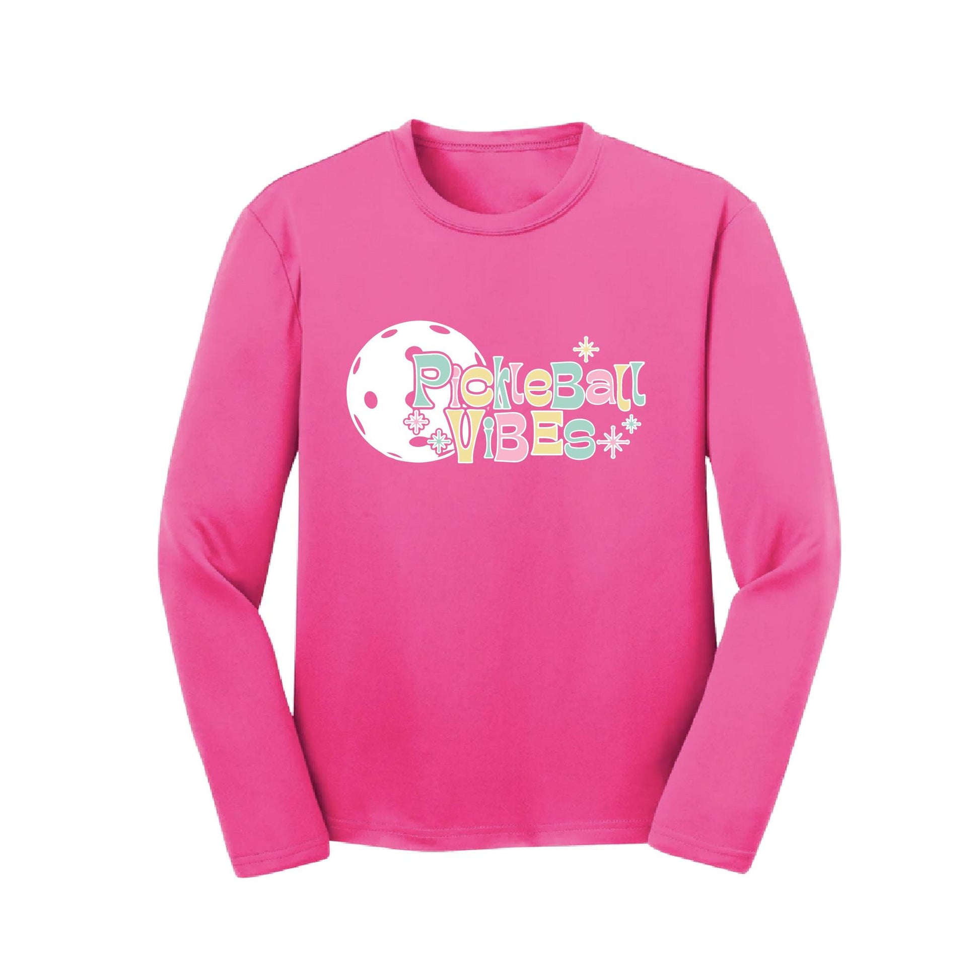 Pickleball Vibes | Youth Long Sleeve Pickleball Performance T-Shirts | 100% Polyester
